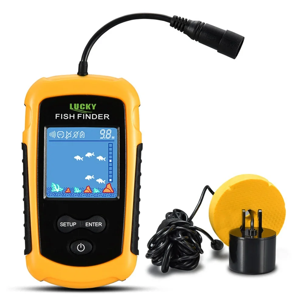 ラッキー液晶カラースクリーンポータブル有線魚群探知機 100 - Fishing Depth Finder のレビューと価格