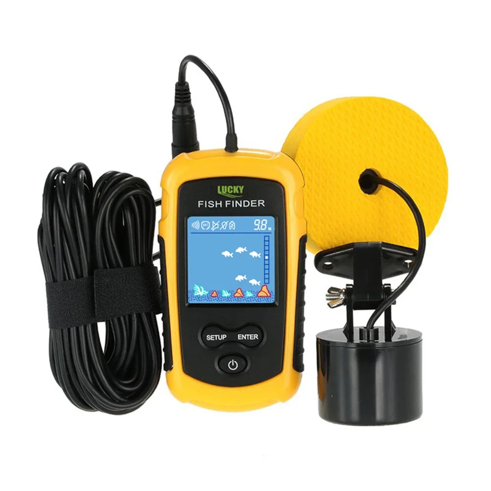 ラッキー液晶カラースクリーンポータブル有線魚群探知機 100 - Fishing Depth Finder のレビューと価格